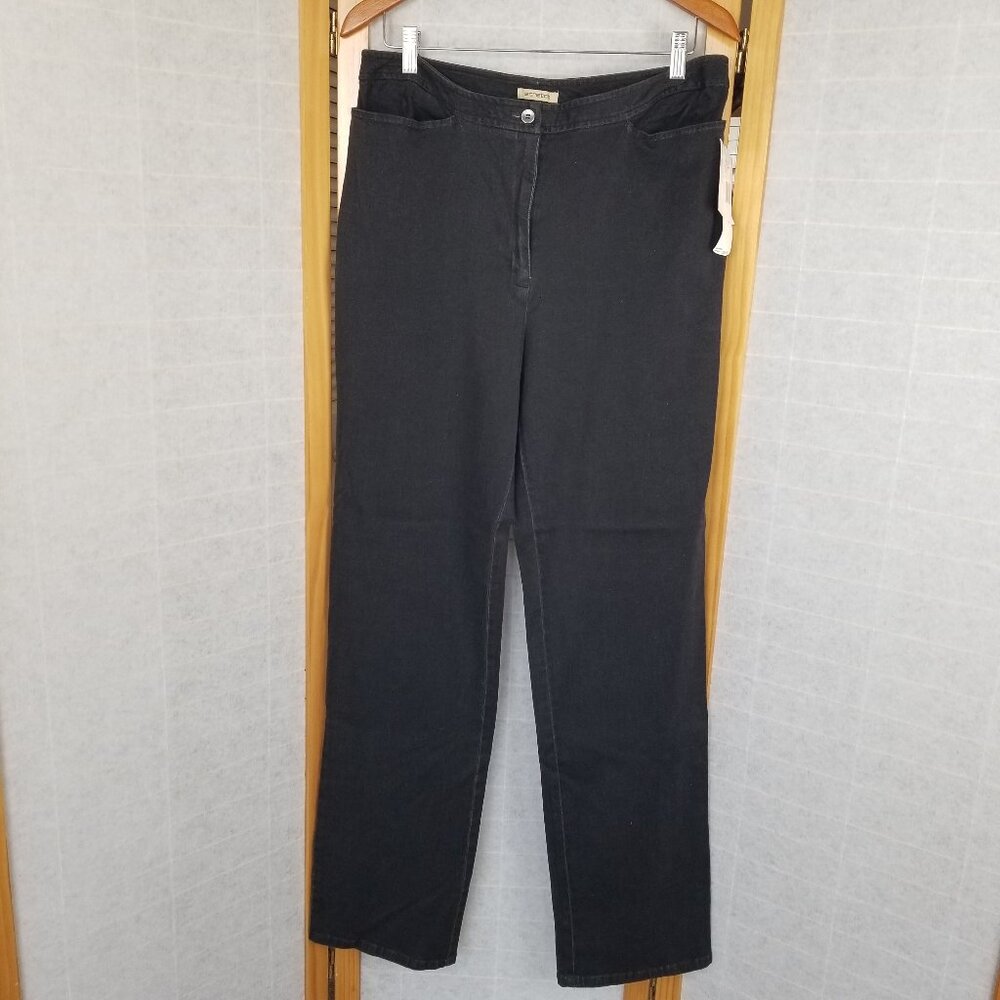 Vtg Black Jeans High Waist JNY Country Stretch Bootcut 33" Inseam 1990s NWT